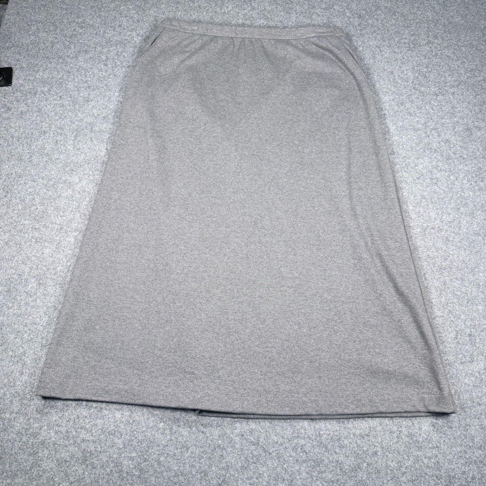 Lands End Gray Cotton Jersey Maxi Skirt Petite Large 14-16 Pockets 72158